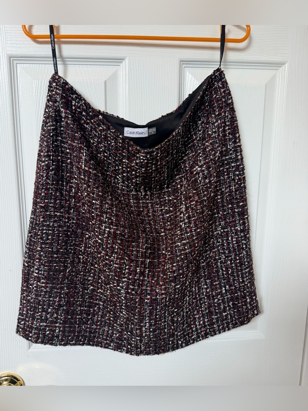 Calvin Klein Size 14 Multicolor Tweed Sheath Dress Black Burgundy